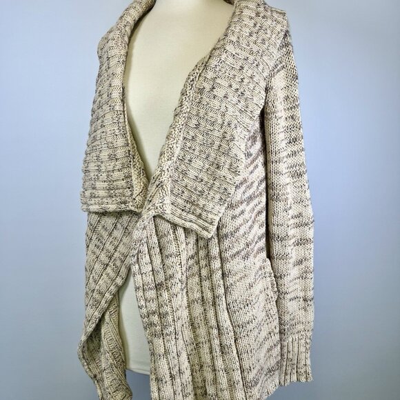 Anthropologie Bird Chunky Knit Cardigan Sweater Small Beige Boho Lagenlook - Picture 1 of 10